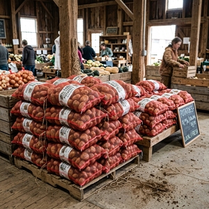 Sacs en filet à cordon de serrage en PP pour l'emballage des oignons, des pommes de terre et des fruits - Sacs en filet respirants pour produits frais - Product Image 2