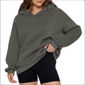 Sweat à capuche surdimensionné pour femmes 100% coton de haute qualité Sweat à capuche d'hiver lourd personnalisé avec style décontracté et courte longueur - Product Image 1