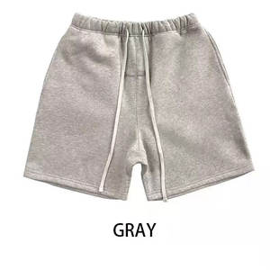 2025 pantalones cortos informales para entrenamiento de gimnasio para hombre, pantalones cortos personalizados de lana de secado rápido, algodón pesado, patrón sólido, cintura con cordón - Product Image 2