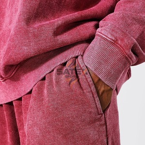 Pantalones Deportivos de Forro Polar para Hombre, Corte Ajustado, Lavado Ácido, de Alta Calidad, con Bordado y Cierre con Cordón - Product Image 2