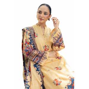 Salwar Kameez de Algodón Khaddar Azul sin Coser de 3 Piezas para Mujer, Estilo Étnico Pakistaní para Fiestas y Eventos - Product Image 1