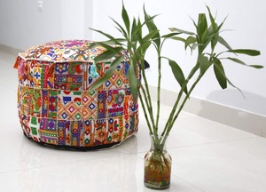 Housse de Pouf de Style Vintage, Patchwork brodé, housse de Pouf cousue à la main, Pouf de Pouf, vente en gros - Product Image 4