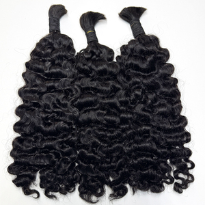 Curly Bulk Hair Human Hair No Weft Natural Black Soft Full Curls For Boho <b>Braids</b> Knotless <b>Braids</b> <b>Wig</b> Making - Product Image 2