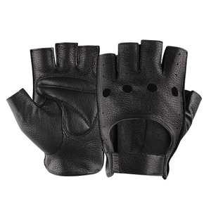 Guantes de cuero sin dedos para hombre, conducción de coches, ciclismo, Fitness, guante para hombre, guantes de cuero Napa italiano, Media Piel de ciervo, piel de cordero - Product Image 3