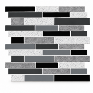 MORLENX - Azulejos de Pared Autoadhesivos con Aspecto de Piedra Negra con Puntos Grises, Mosaico Lineal 3D para Decoración de Paredes de Cocina - Product Image 1