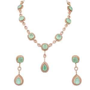 Trendy Emerald & Polki Diamond Haar <b>Necklace</b> | 925 <b>Silver</b> Pendant | Bridal Wedding Jewelry | Statement Indian <b>Necklace</b> - Product Image 2
