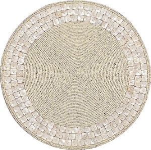 2023 produit le plus vendu rond noir avec fleur perle napperon intérieur fêtes Centre Table tapis décoratif pour la maison hôtels - Product Image 4