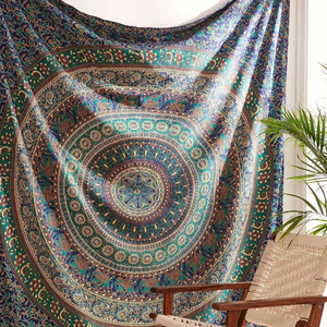 Tapiz de algodón 100% con estampado de Mandala para colgar en la pared para decoración del hogar, sala de estar, meditación y alfombra de Yoga - Product Image 1