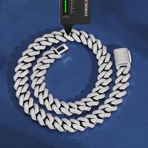 Luxury <b>Fine</b> Jewelry Men's 925 <b>Silver</b> Cuban <b>Chain</b> Iced Moissanite Diamond Hip Hop Style Elegant <b>Chain</b> Link for Men - Product Image 3