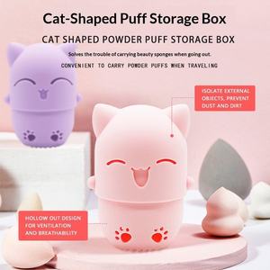 Nuevo Estuche Protector de Silicona Portátil con Diseño de Gato de Dibujos Animados Europeo Americano para Borla de Maquillaje y Esponja de Belleza, con Función de Limpieza y Almacenamiento, Modelo Cápsula - Product Image 4