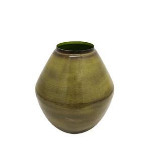 Iron Round Flower <b>Vase</b> Light Green Wood <b>Texture</b> Plating Flower Pot for Wedding & Table Top and Home Decoration - Product Image 6