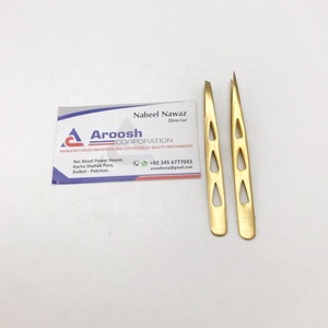 ชุดแหนบคิ้วสีทองทำจากสเตนเลสสำหรับถอนขนคิ้วแบบเอียง - Product Image 3