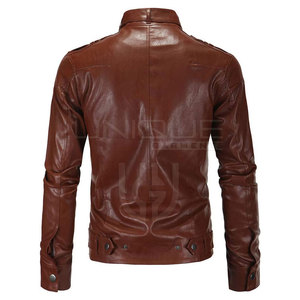 Chaqueta de cuero de PU asequible para hombres Ropa de calle ajustada ligera, colores personalizados disponibles, venta al por mayor directa de fábrica - Product Image 2