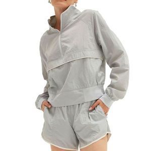 New Design Quarter Zip Cropped Windbreaker Set Women's Sportswear Nylon Tracksuit Wholesale Lightweight Sheep Skin Printed - Product Image 3