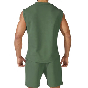 NOUVEAU Vente en gros de shorts deux pièces unis en coton vierge de bonne qualité Ensemble de shorts de sport d'été personnalisés pour hommes - Product Image 6