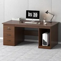 Escritorio de Oficina Moderno y Sencillo de MDF con Cajones con Cerradura, Color Nogal Oscuro, para el Hogar, Dormitorio de Estudiantes, Estudio, Fabricado por OEM