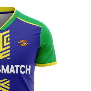 Camiseta de fútbol con sublimación de nombre personalizado, kit de uniforme retro, 100% poliéster, secado rápido - Product Image 5