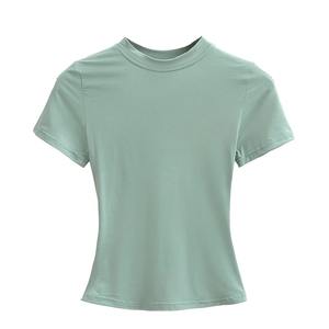 Camiseta de manga corta para mujer, ropa transpirable para mujer, Camisetas básicas ajustadas de verano, camisetas de algodón 2025, camisetas informales con cuello redondo para mujer - Product Image 2