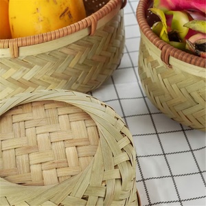 ชุดตะกร้าไม้ไผ่สาน3ใบอุปกรณ์สำหรับห้องครัวพร้อมไข่อาหารตะกร้าผลไม้อัลมอนด์ - Product Image 2