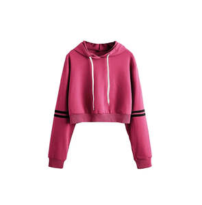 2025 Autumn Women's Long Sleeve Pullover Hoodie & Sweatshirt Solid Color <b>Crop</b> <b>Top</b> Hoodie for Winter - Product Image 5