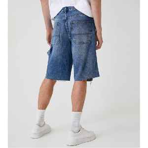 Pantalones Cortos de Mezclilla Delgados Casuales para Hombre, de Moda, Rotos, Ajustados, Rectos, Desgastados, de Secado Rápido, con Cierre de Botones, 100% Poliéster - Product Image 3