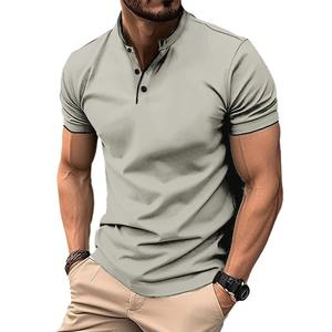 Chemise décontractée pour homme, couleur unie, manches courtes, col boutonné, 100% polyester, respirante, séchage rapide, légère, streetwear - Product Image 4