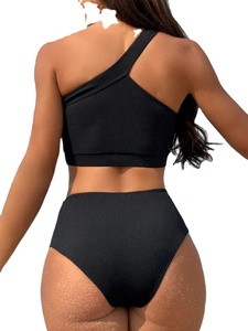 Vigocasey ชุดว่ายน้ำเซ็กซี่2025สีพื้นชุดบิกินี่ดันทรงเปิดไหล่ข้างเดียวชุดว่ายน้ำเปิดหลังเอวสูงชุดว่ายน้ำชายหาดฤดูร้อน - Product Image 3