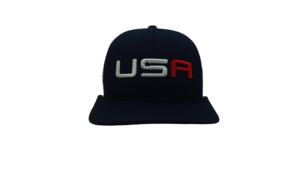 หมวกแก๊ปเลเซอร์ระบายอากาศได้ดี สีกรมท่าขาว สองสี ปักลาย USA หมวกเบสบอลแบบ Snapback ตาข่าย หมวกกอล์ฟ ขายส่ง - Product Image 2