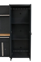 Banc de travail modulaire industriel pour garage avec tiroirs verrouillables, panneau perforé, armoire à outils en acier SPCC, personnalisable OEM