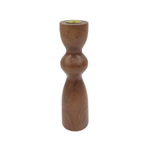 Bougeoir en bois de couleur naturelle pour la décoration intérieure Pièce maîtresse de table en bois et métal ivoire Design moderne - Product Image 6