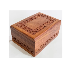 Urnes funéraires solides Pot commémoratif en bois naturel pour cendres humaines Conception en bois Urnes funéraires Décor de finition poli - Product Image 3