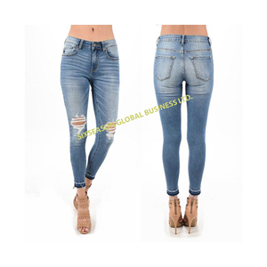 Jeans de Mezclilla Casuales Transpirables de Cintura Alta, Super Ajustados, para Mujer, Desgastados, Rotos, Lavados, Rectos, Sexys, Estilo Hip Hop, Urbano - Product Image 4