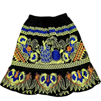 Phonpei Jupe courte décontractée pour femme, grande taille, broderie unie, longueur cheville, 100% velours côtelé