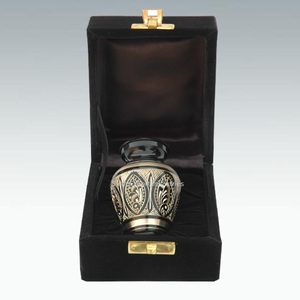 Engraved Brass <b>Keepsake</b> Cremation Urn Gold/Black Metal Memorials Burial Funeral Urns Human <b>Ashes</b> Mini Urns With Box - Product Image 1