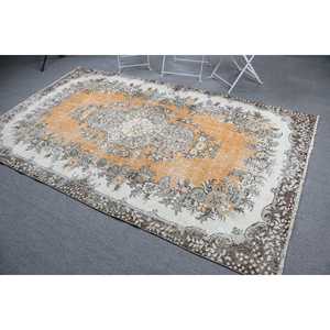 Vintage Turkish Large Rug 5.3x9 ft (163x274 cm), <b>Yellow</b> Moroccan Rug - Product Image 4