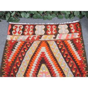 Tapis de 2,6 x 3,7 pieds, tapis turc vintage, tapis en laine abstrait rouge - Product Image 3