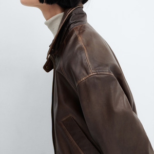 Blouson aviateur en cuir de haute qualité avec impression personnalisée, broderie, fabricant de vêtements d'extérieur décontractés pour hommes et femmes - Product Image 2