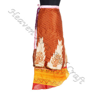 Falda Larga de Seda para Mujer, Sari Reversible de 2 Capas, Estilo Bohemio y Mágico - Product Image 3