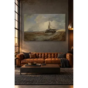 Impresión en lienzo del barco de pesca Fida Achenbach en aguas agitadas - Product Image 3
