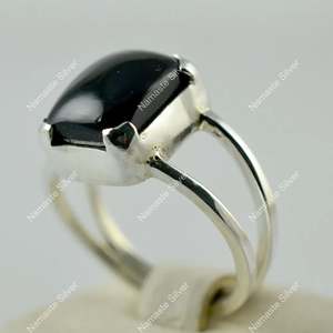 925 Sterling Silver Black Onyx <b>Ring</b> Handmade <b>Statement</b> Promise Jewelry with Natural Cushion Gemstone Licensed July Inlay Setting - Product Image 6