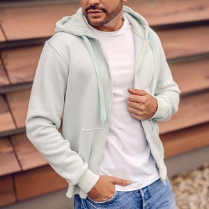 Sweat à capuche épais pour homme, en polaire vert menthe clair, polyester/coton, de haute qualité, écologique, pour l'hiver, vente en gros - Product Image 1