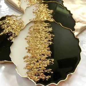 Juego de posavasos de resina hechos a mano ecológicos de alta calidad con bandeja decoración de mesa de oficina colorida para Navidad - Product Image 5