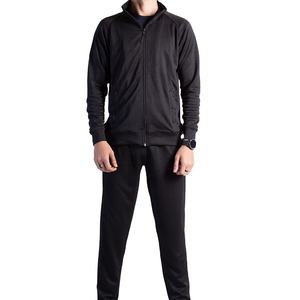 ชุดวอร์มกีฬากลางแจ้งคุณภาพสูงสำหรับผู้ชาย ชุดออกกำลังกายวิ่งฟิตเนสแบบสองชิ้น กางเกงขายาวและเสื้อแจ็คเก็ต พร้อมโลโก้สั่งทำได้ - Product Image 1