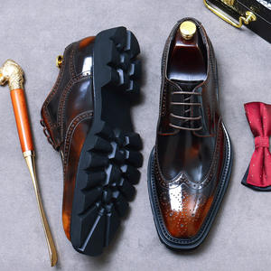 Zapatos Oxford de cuero genuino con puntera para hombre, clásicos, formales, de vestir, con cordones, para bodas, oficina, en negro y marrón. - Product Image 2