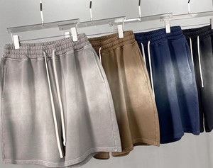 Shorts de sport vintage délavés à l'acide en détresse pour hommes Summer Active Wear 100% Cotton Solid Pattern Jogging and Workout Shorts - Product Image 3