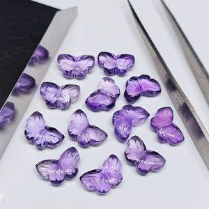 Perles de pierres précieuses sculptées en forme de papillon en améthyste rose naturelle 12 mm Papillon sculpté à la main - Product Image 3