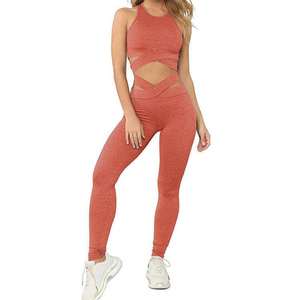 Ensemble de sport et yoga six pièces sans couture pour femme, personnalisable avec logo OEM, respirant, pour la gym, le fitness, l'entraînement et la course, avec leggings - Product Image 2