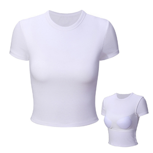 Sujetador-en algodón Modal Material cinco cuartos manga camiseta ajuste estándar silueta Natural - Product Image 1