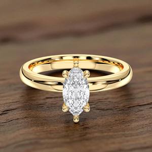 Bague de fiançailles pour femme 0.58 carat E-F/VVS-VS Moissanite Solitaire en or massif style marquise et forme - Product Image 4