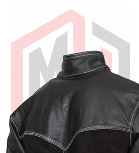 Chaqueta de soldadura de cuero de gamuza de grano negro, cuero de vaca dividido de alta resistencia, 200C antiestático, respirador resistente al calor, seguridad - Product Image 4